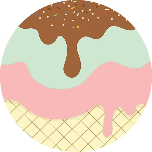 Ice Cream Party Round Backdrop Cover