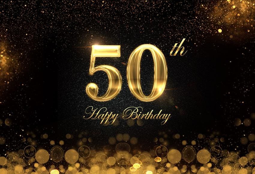 50th Birthday Golden Bokeh Backdrop