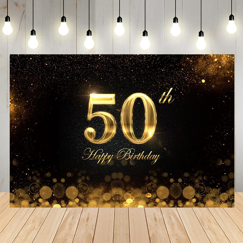 50th Birthday Golden Bokeh Backdrop