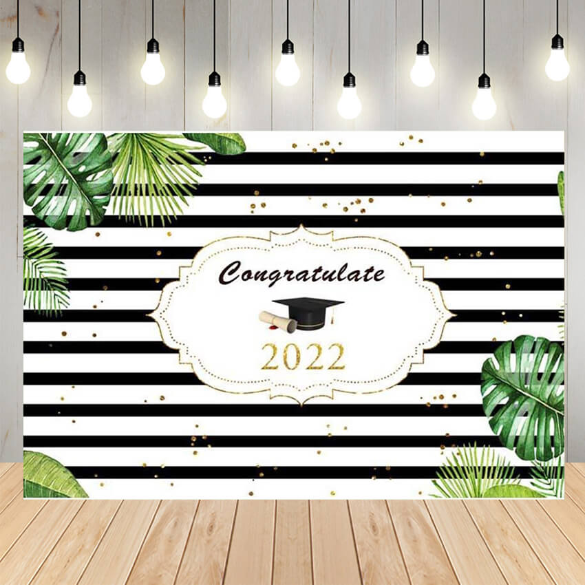 Black Stripe Custom Graduation Backdrop