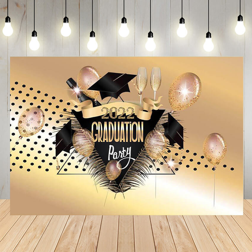 Gold Graduation Celebration Backdrop Decor