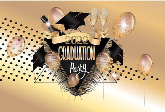 Gold Graduation Celebration Backdrop Decor