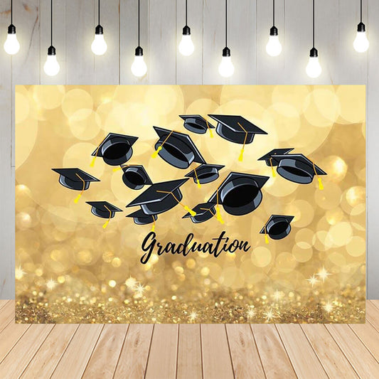 Graduation Party Gold Bokeh Backdrop