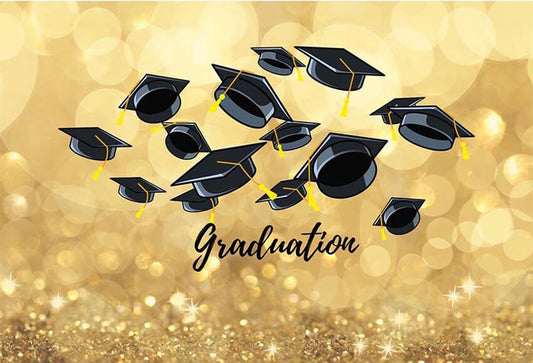 Graduation Party Gold Bokeh Backdrop