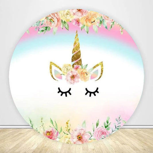 Unicorn Flower Round Backdrop Circle Cover