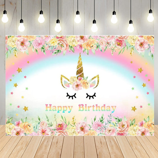 Birthday Unicorn Rainbow Custom Backdrop