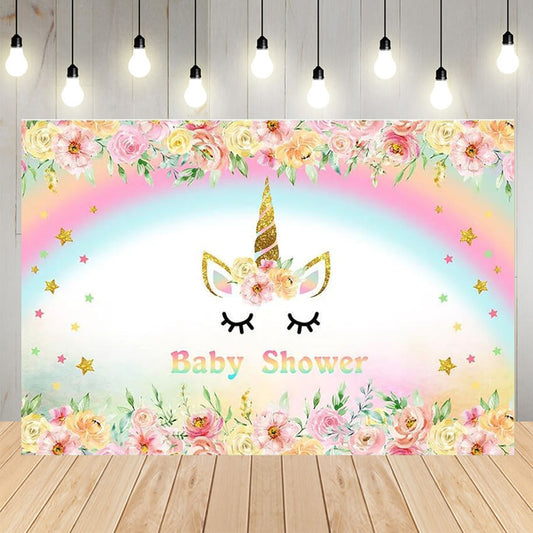 Unicorn Floral Baby Shower Backdrop