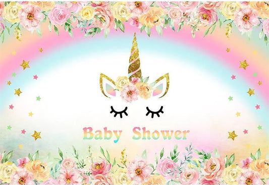 Unicorn Floral Baby Shower Backdrop