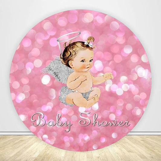 Baby Shower Pink Bokeh Round Backdrop