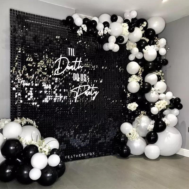 Black Shimmer Wall Panels Party Event Planning Decoration