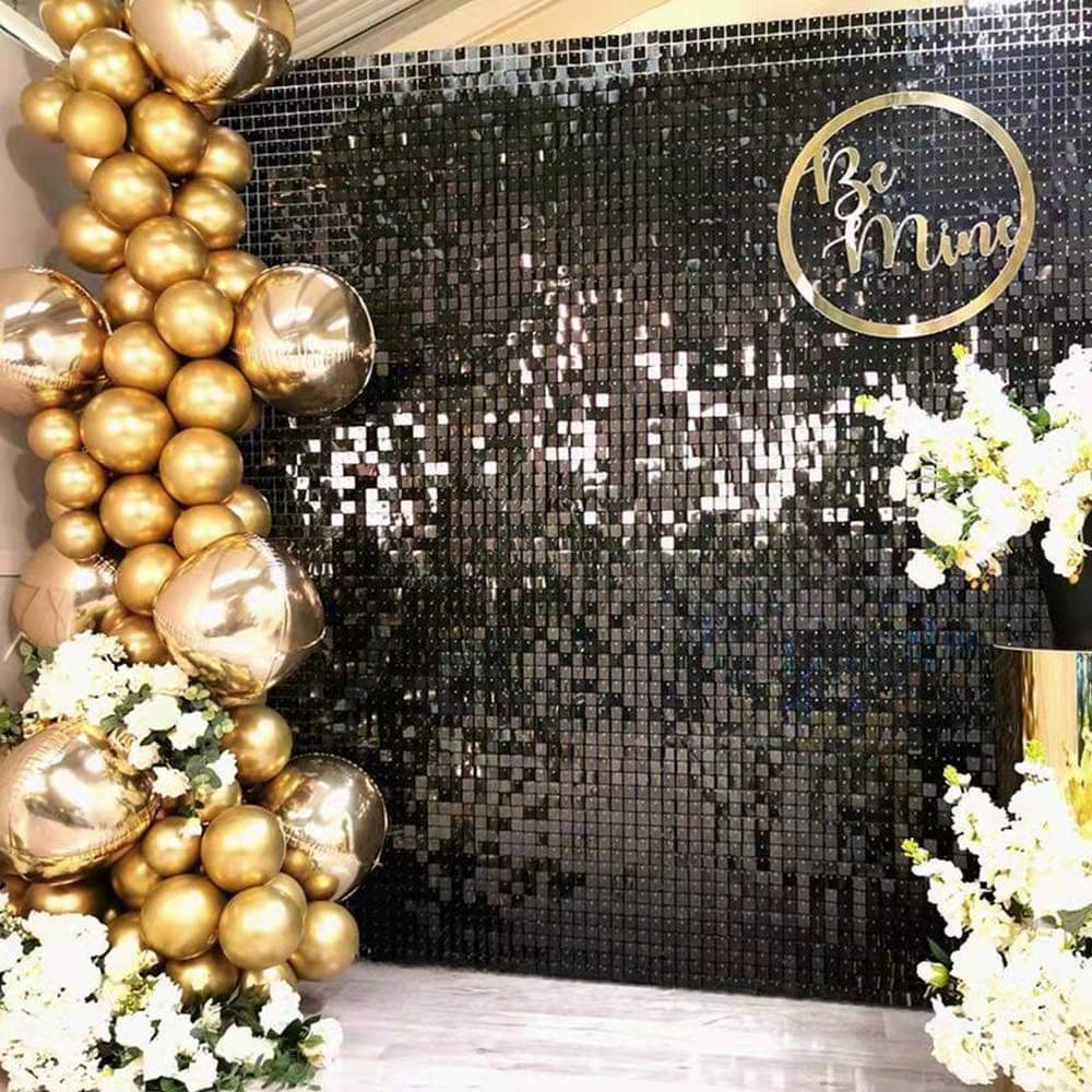 Black Shimmer Wall Panels Party Event Planning Decoration