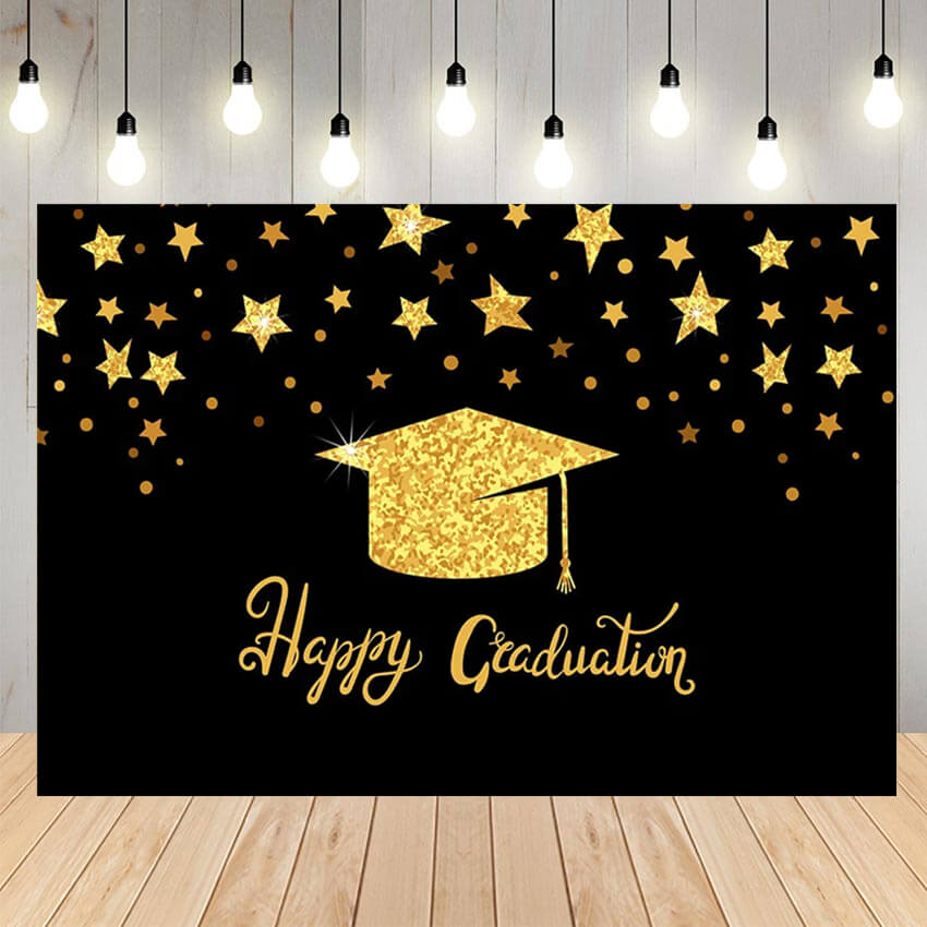 Gold Stars Graduation Party Decor Backdrop – bobiparty