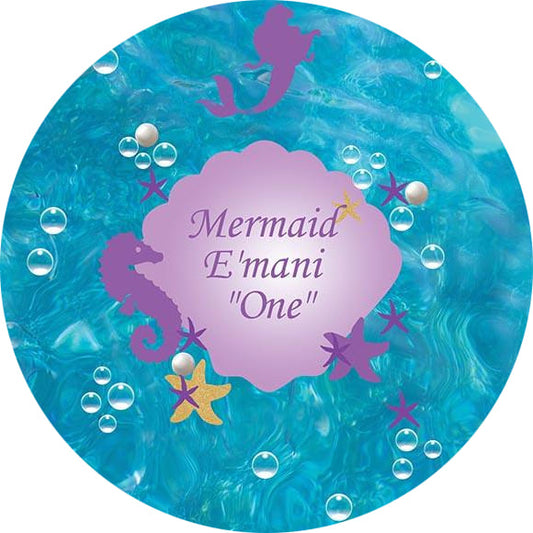 Mermaid 1st Birthday Custom Round Backdrop