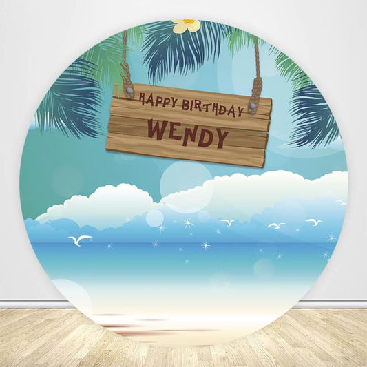 Seaside Scenery Birthday Round Backdrop
