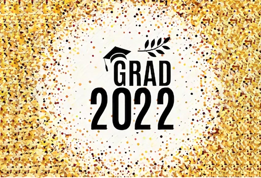 Graduation Party Glitter Gold Backdrop