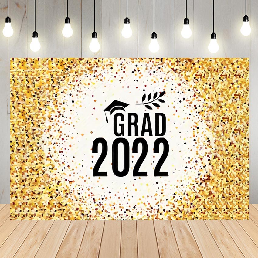 Graduation Party Glitter Gold Backdrop