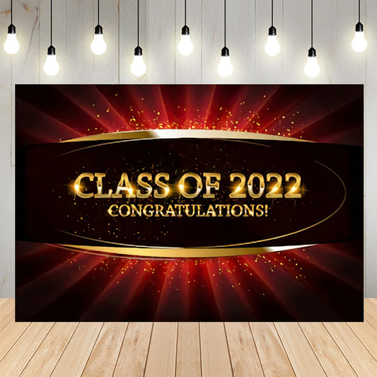 Gold and Red Glitter Graduation Backdrop 
