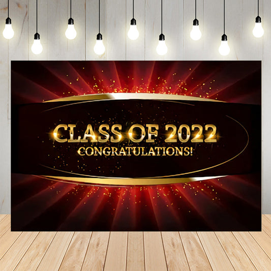 Gold and Red Glitter Graduation Backdrop