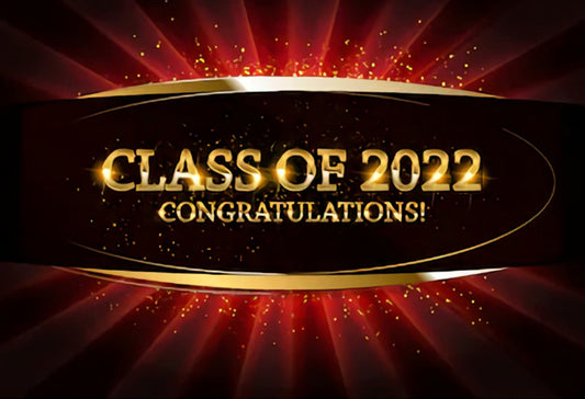 Gold and Red Glitter Graduation Backdrop