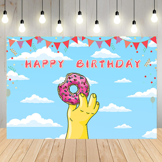 Doughnut Sky Cloud Birthday Backdrop