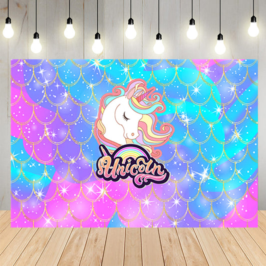 Birthday Party Colorful Unicorn Backdrop