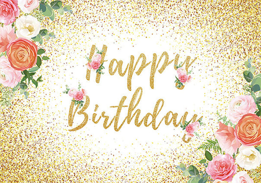 Gold Glitter Flower Celebration Party Backdrop