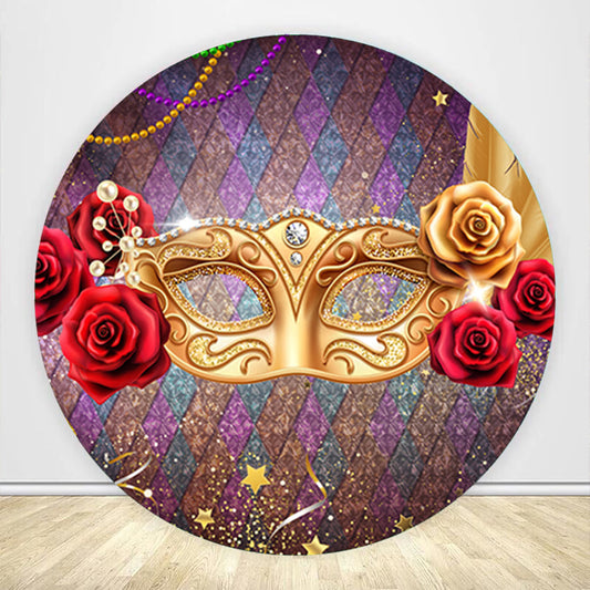 Masquerade Theme Party Round Backdrop Cover