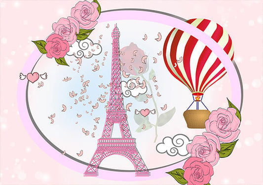 Eiffel Tower Balloon Party Decoration Backdrop