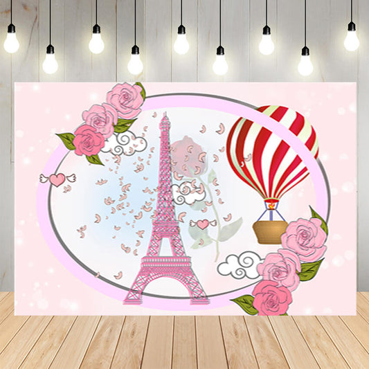 Eiffel Tower Balloon Party Decoration Backdrop