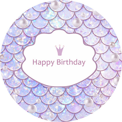 Mermaid Purple Glitter Round Birthday Backdrop