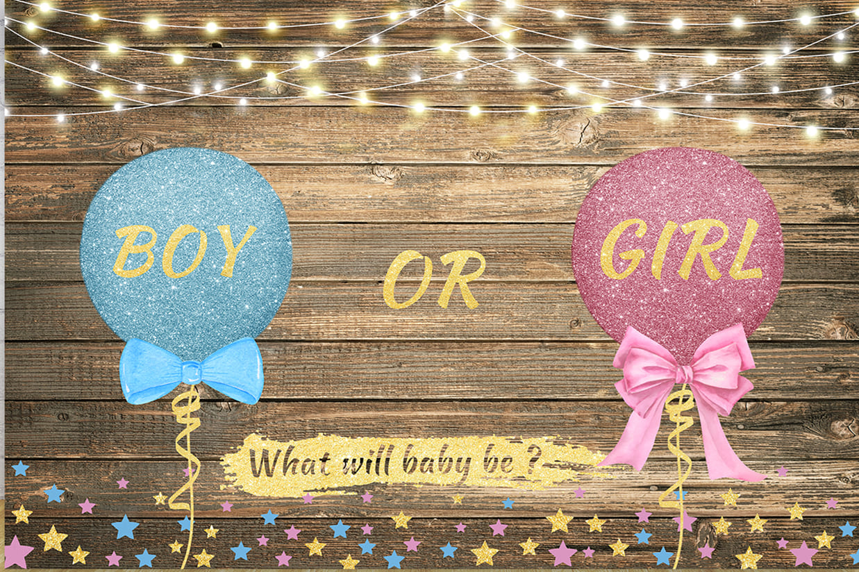 Gender Reveal Balloons Backdrop Girl or Boy