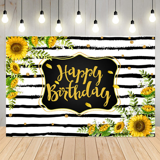 Sunflower Stripe Birthday Party Backdrop