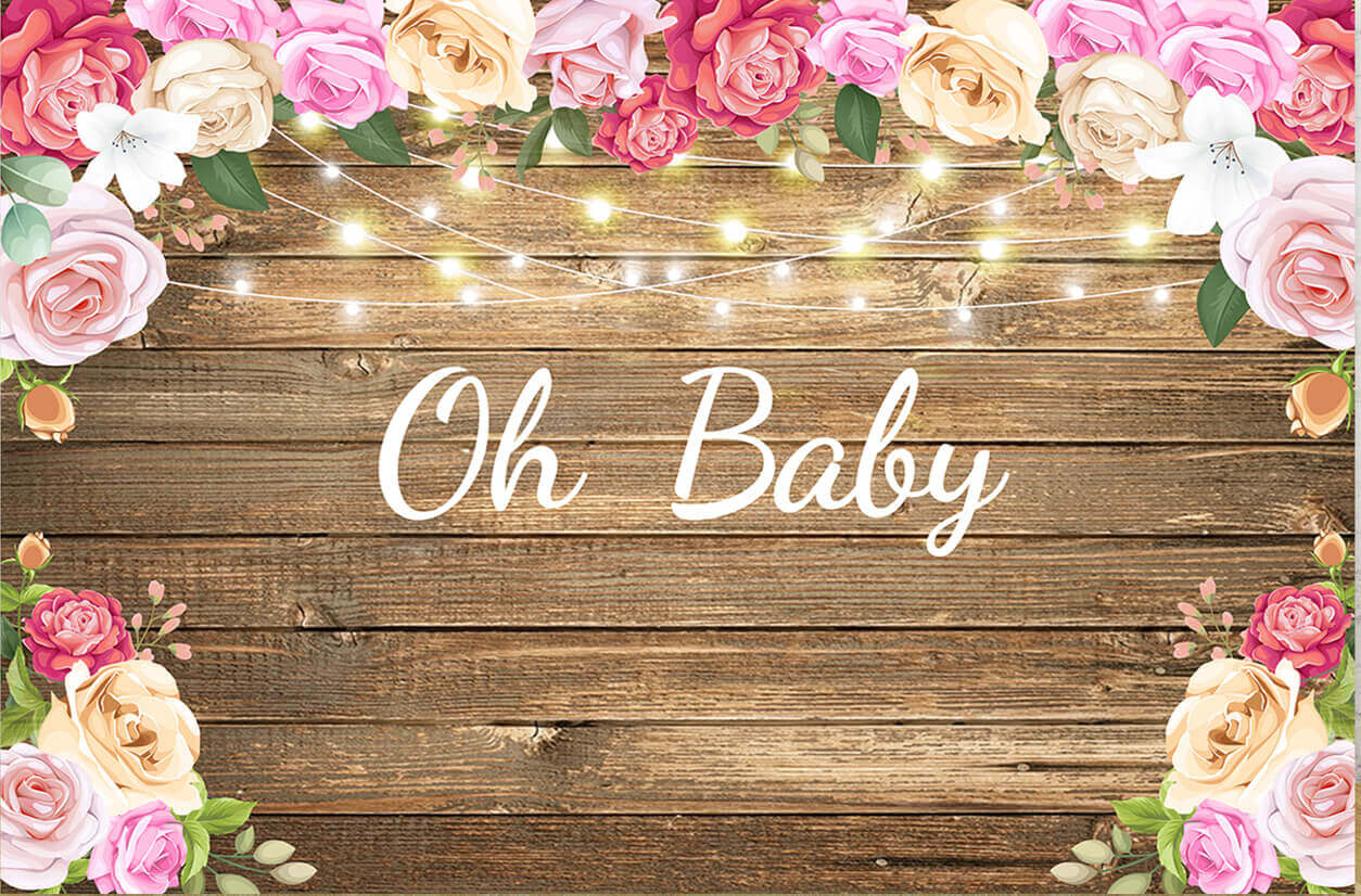 Baby Shower Flower Wood Backdrop