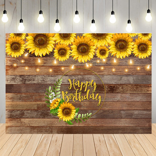 Birthday Decor Wood Backdrop Sunflower