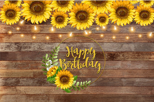 Birthday Decor Wood Backdrop Sunflower