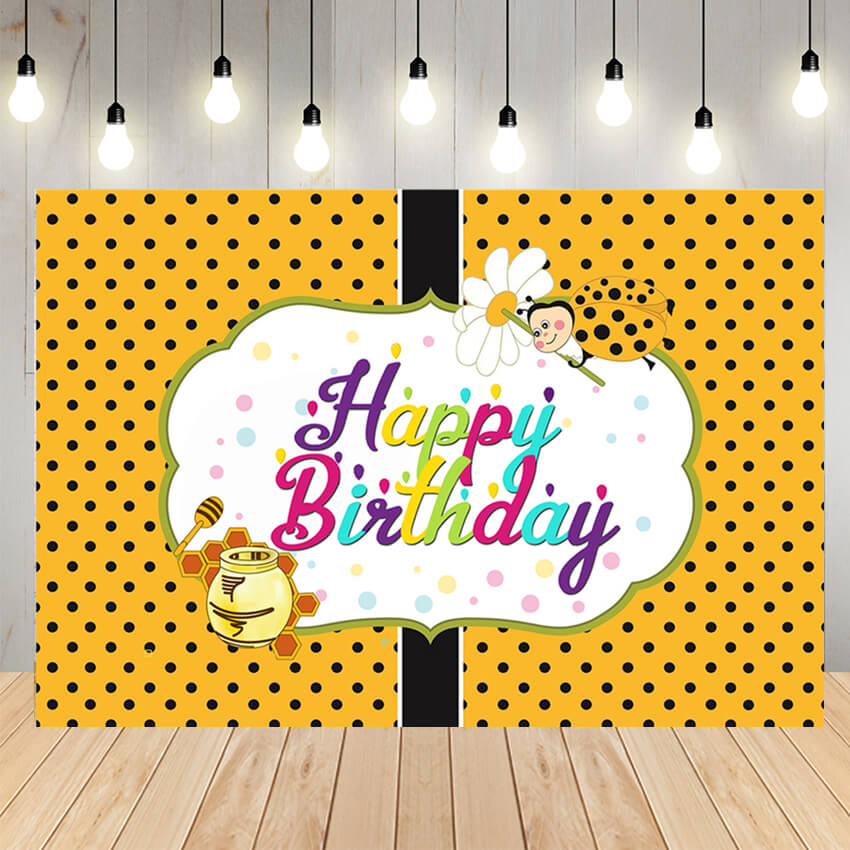 Cute Bee Themed Birthday Backdrop