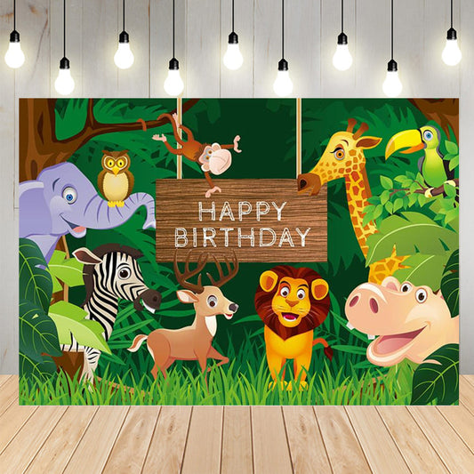 Safari Animals Kids Birthday Party Backdrop